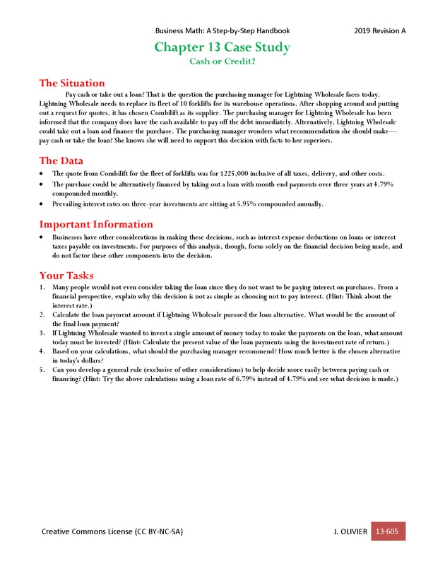 BUSINESS MATH: A Step-By-Step Handbook - Page 605