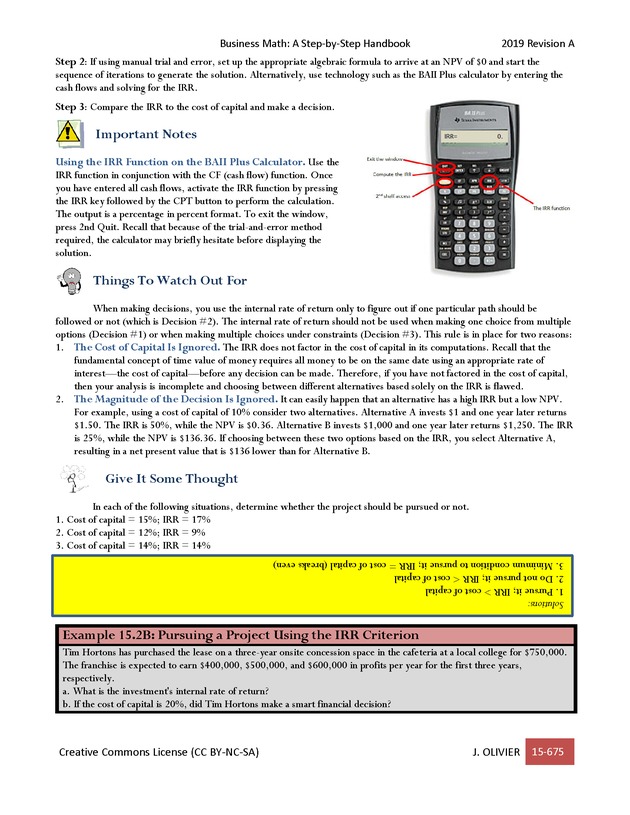 BUSINESS MATH: A Step-By-Step Handbook - Page 675