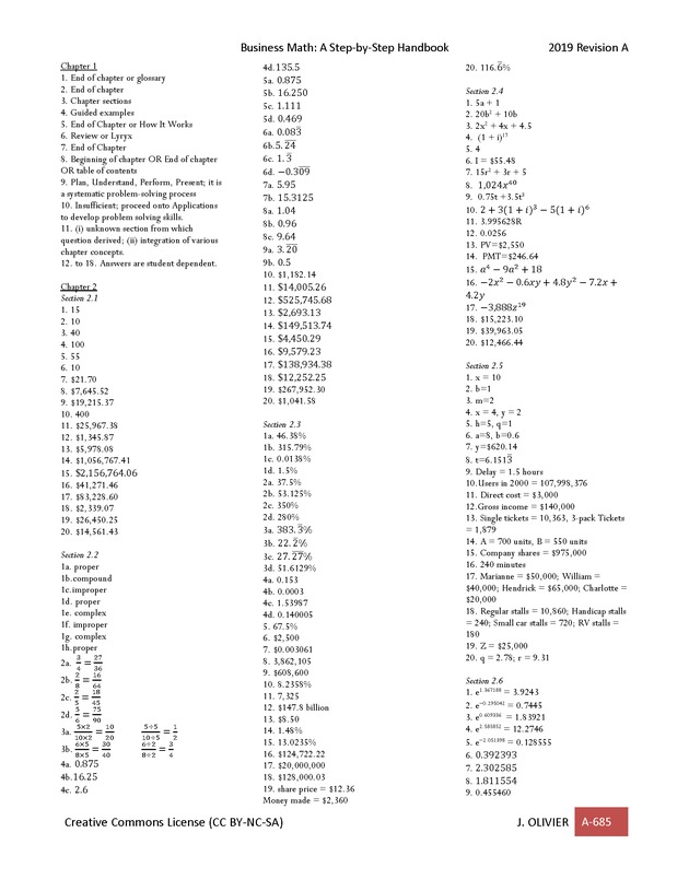 BUSINESS MATH: A Step-By-Step Handbook - Page 685