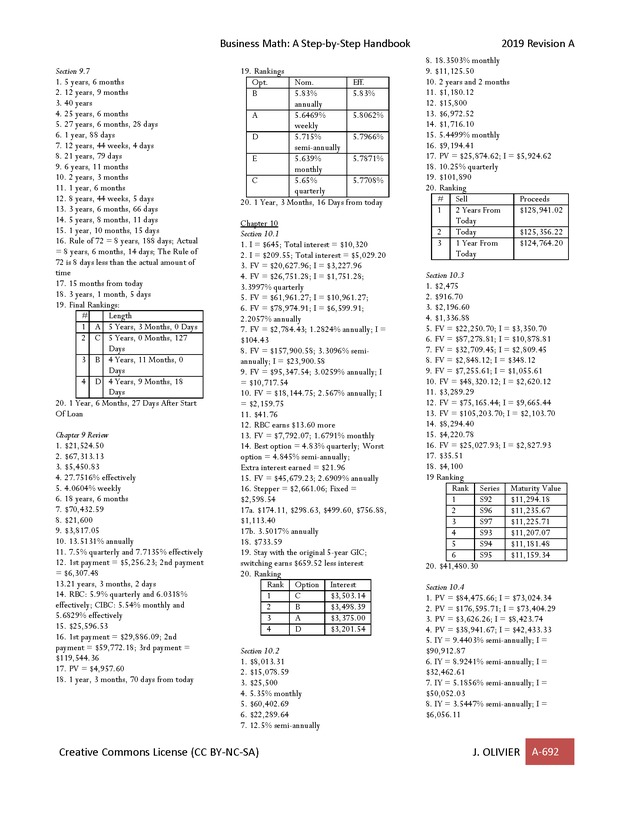 BUSINESS MATH: A Step-By-Step Handbook - Page 692