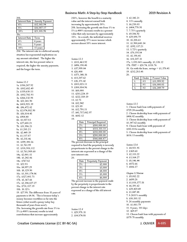 BUSINESS MATH: A Step-By-Step Handbook - Page 695