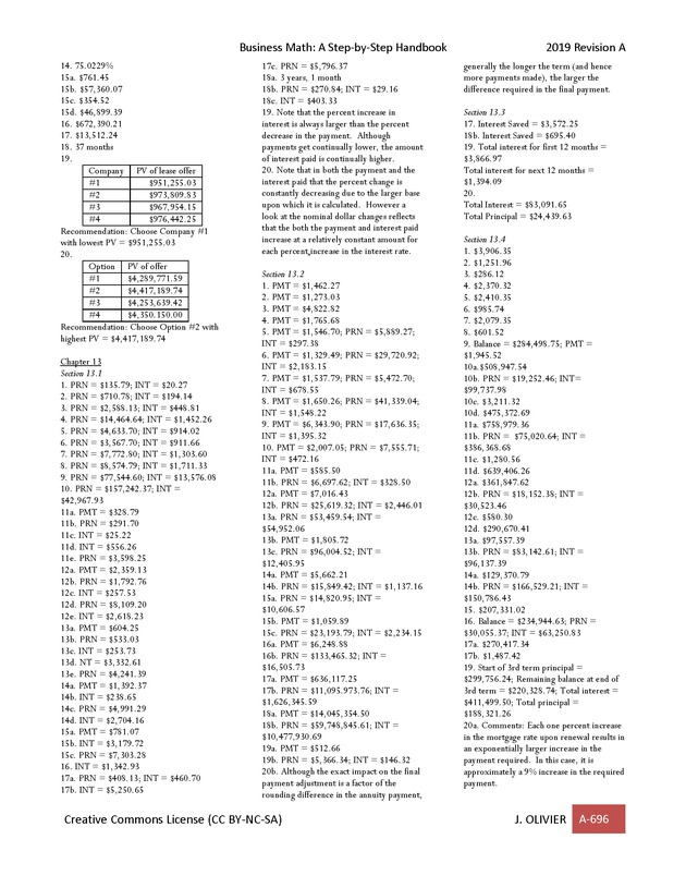 BUSINESS MATH: A Step-By-Step Handbook - Page 696