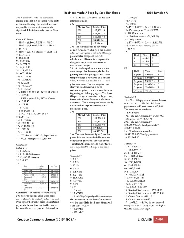 BUSINESS MATH: A Step-By-Step Handbook - Page 697