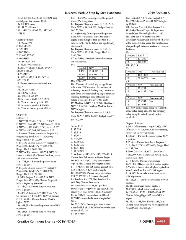 BUSINESS MATH: A Step-By-Step Handbook - Page 698
