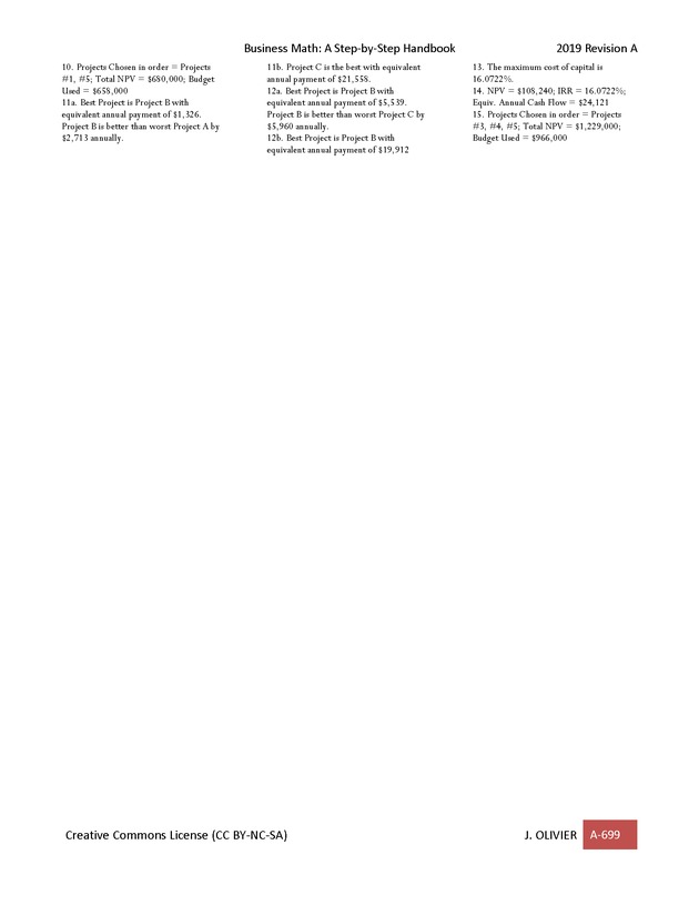 BUSINESS MATH: A Step-By-Step Handbook - Page 699