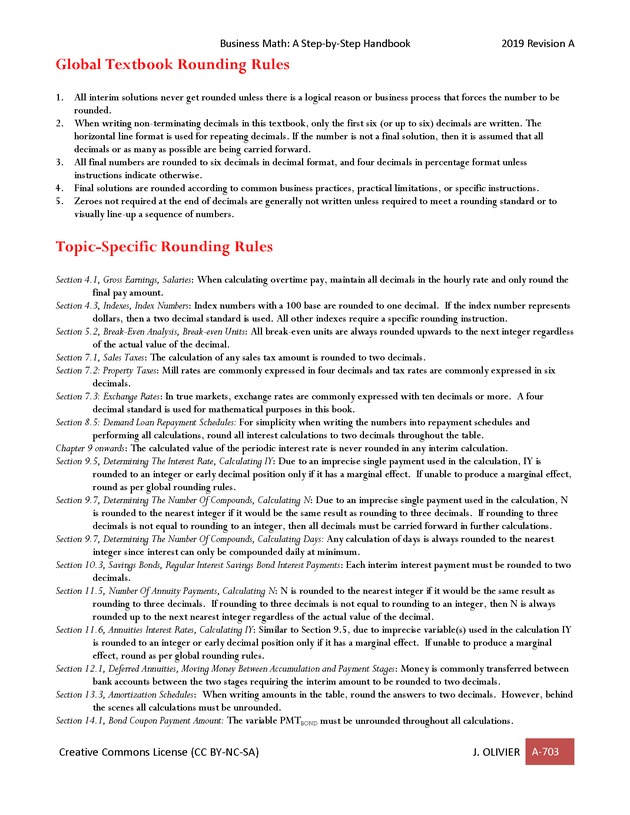 BUSINESS MATH: A Step-By-Step Handbook - Page 703