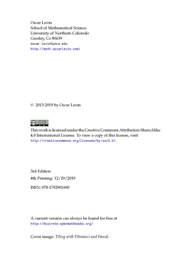 Discrete Mathematics: An Open Introduction - Front Matter 1