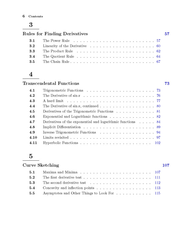 Calculus: early transcendentals - Table of Contents 2