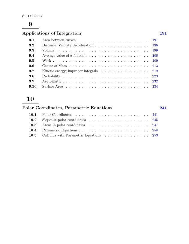 Calculus: early transcendentals - Table of Contents 4