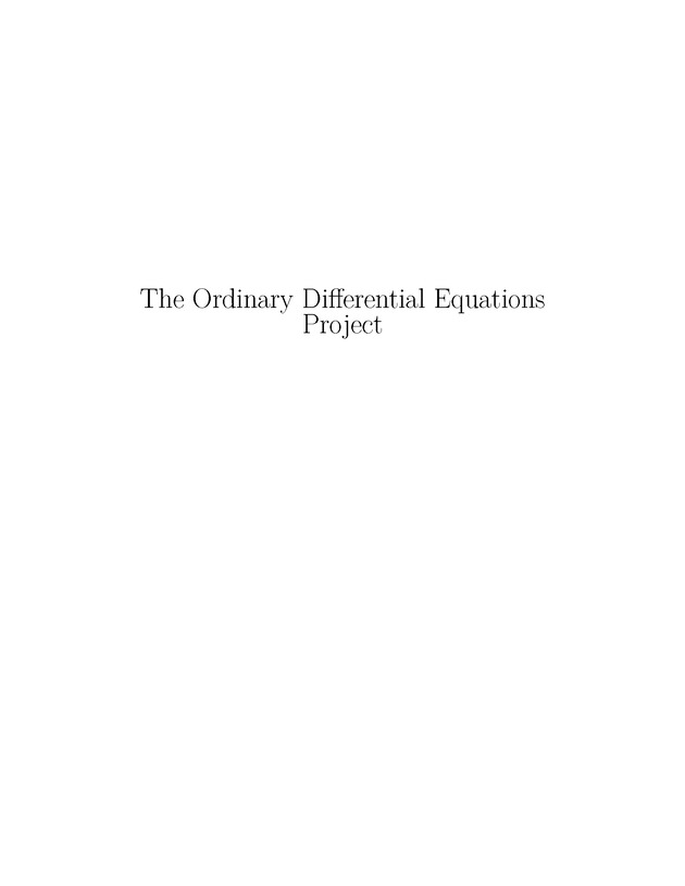 The Ordinary Differential Equations Project - Cover 1
