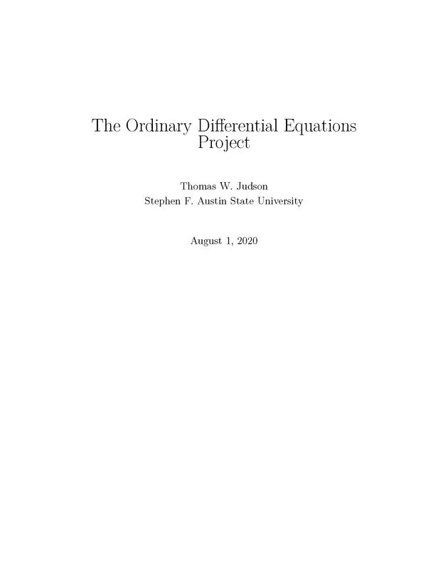 The Ordinary Differential Equations Project - Title Page 1