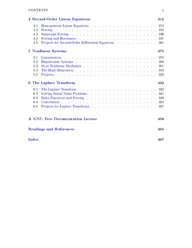 The Ordinary Differential Equations Project - Contents 2