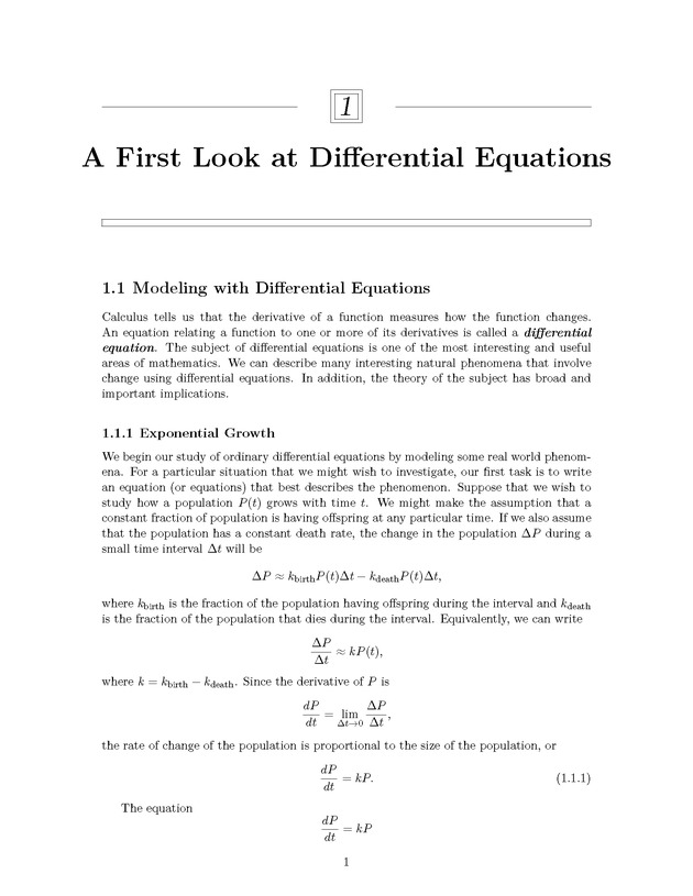 The Ordinary Differential Equations Project - Page 1