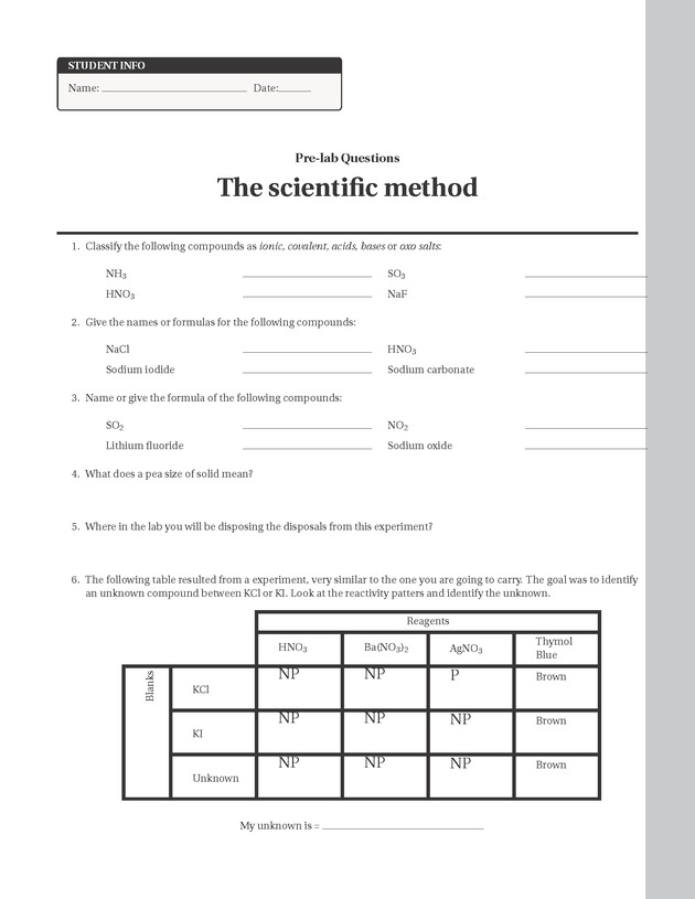 Experiments in College Chemistry I - The Scientific Method 7