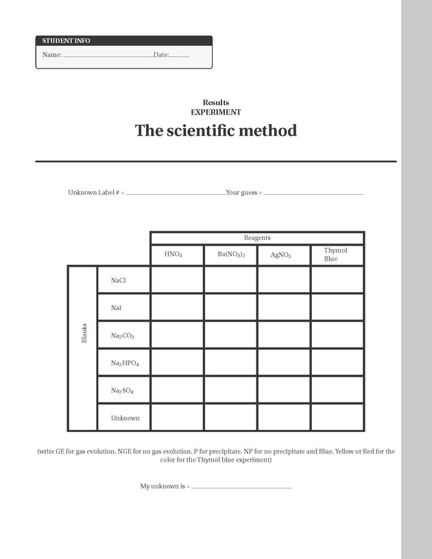 Experiments in College Chemistry I - The Scientific Method 9