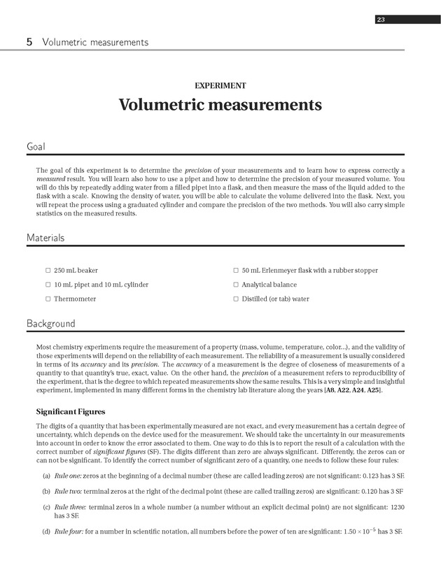 Experiments in College Chemistry I - 