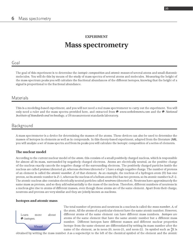 Experiments in College Chemistry I - Mass Spectrometry 1