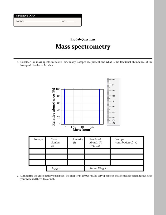 Experiments in College Chemistry I - Mass Spectrometry 7