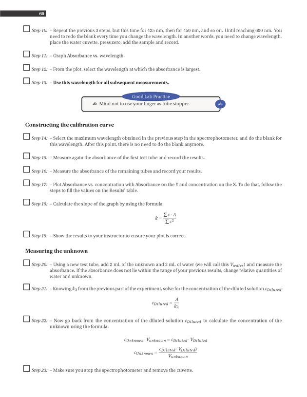 Experiments in College Chemistry I - Spectrochemistry 4