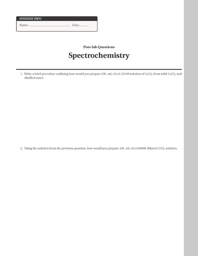 Experiments in College Chemistry I - Spectrochemistry 13