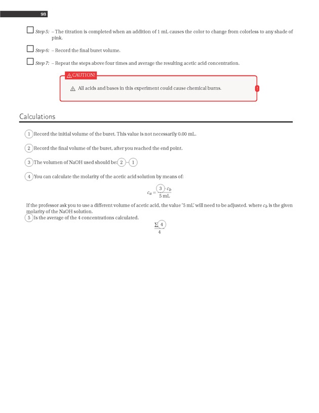 Experiments in College Chemistry I - Titration of a Weak Acid 4