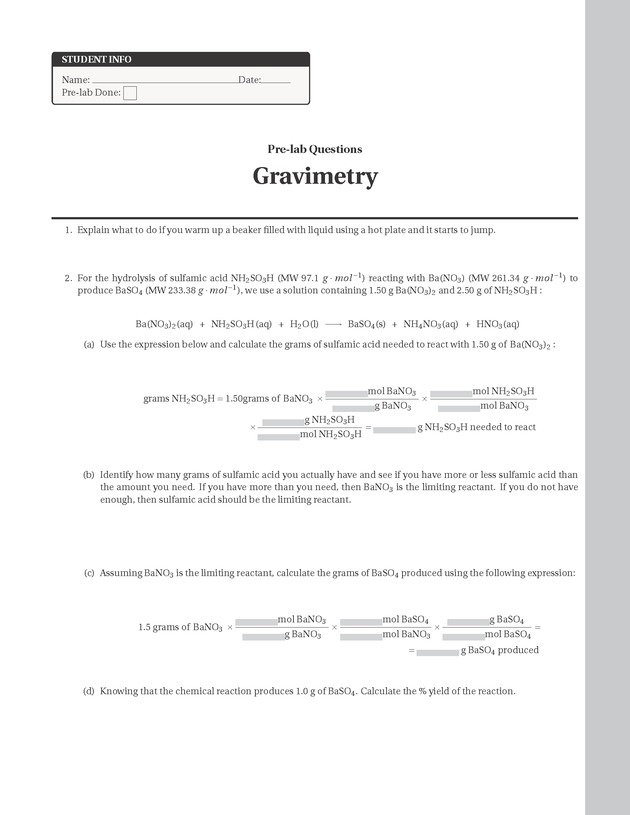 Experiments in College Chemistry I - Gravimetry 5