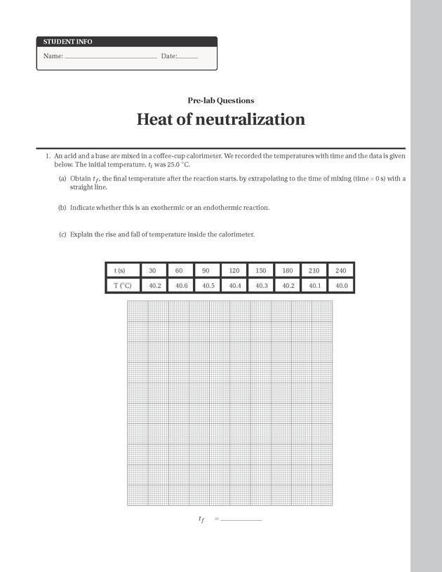 Experiments in College Chemistry I - Heat of nuetralization 7