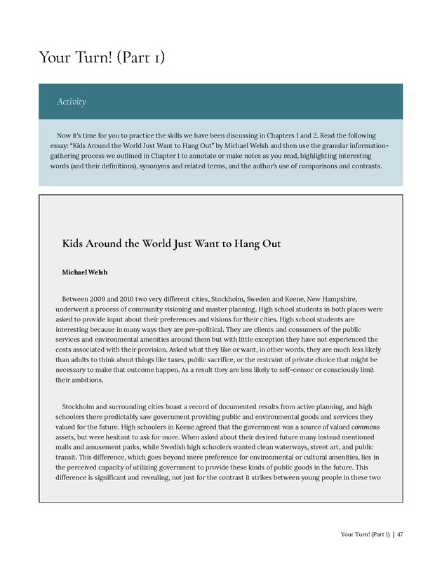 Write Here, Right Now: An Interactive Introduction to Academic Writing and Research - Page 47