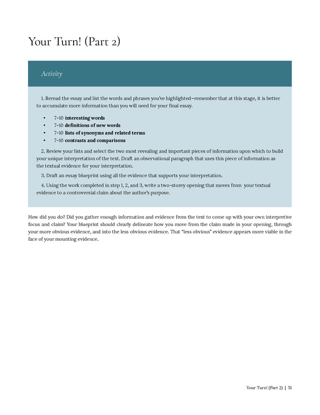 Write Here, Right Now: An Interactive Introduction to Academic Writing and Research - Page 51