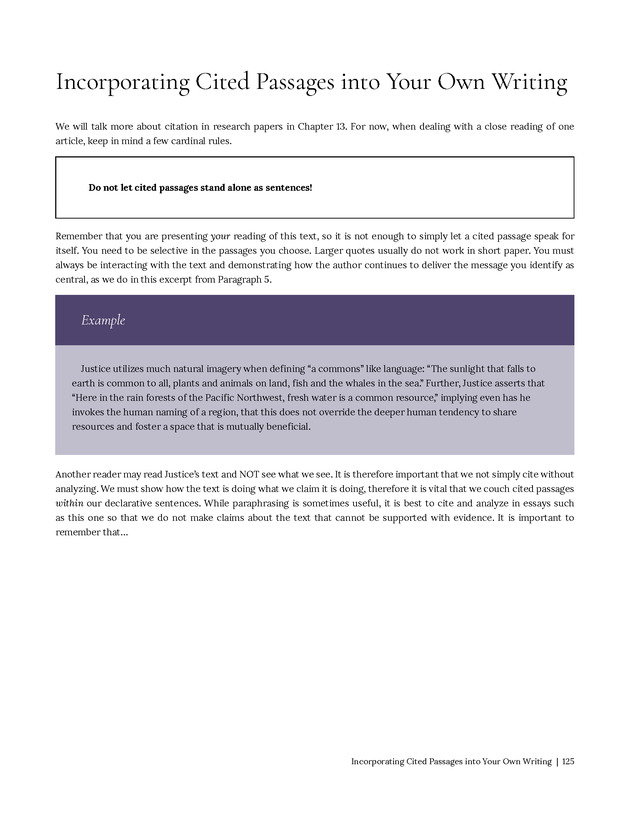 Write Here, Right Now: An Interactive Introduction to Academic Writing and Research - Page 125