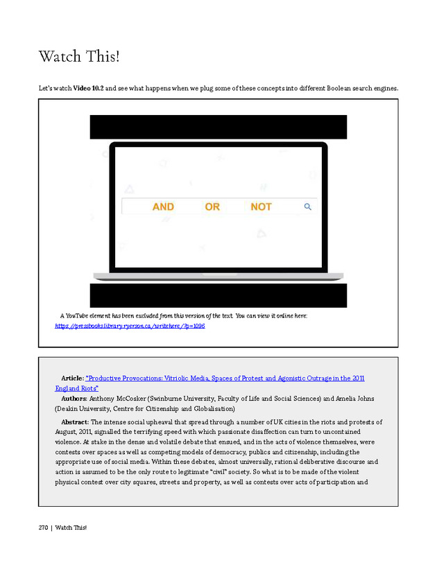 Write Here, Right Now: An Interactive Introduction to Academic Writing and Research - Page 270