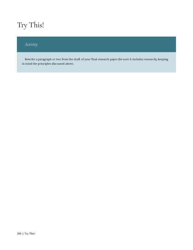 Write Here, Right Now: An Interactive Introduction to Academic Writing and Research - Page 296