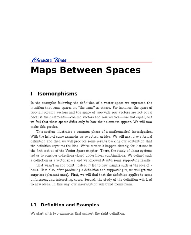 Linear Algebra - Maps Between Spaces 1