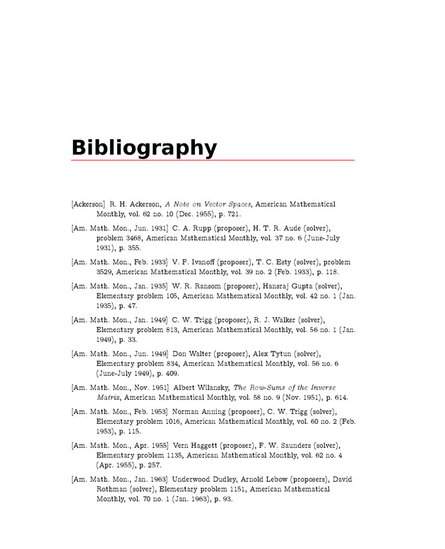 Linear Algebra - Bibliography 1