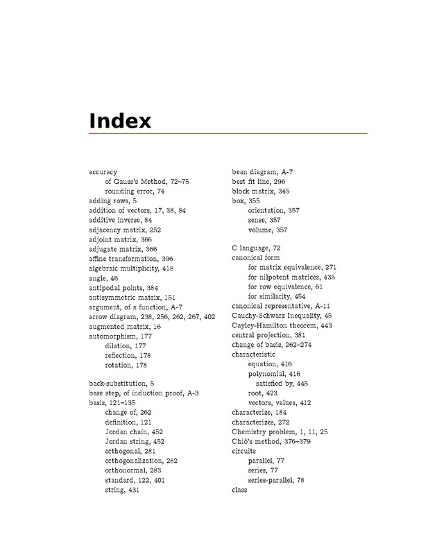 Linear Algebra - Index 1