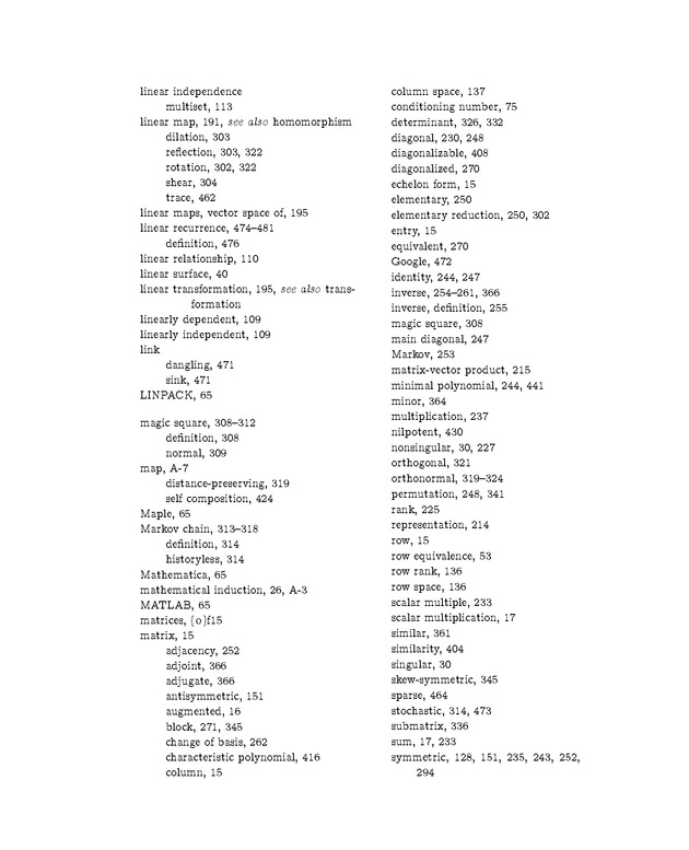 Linear Algebra - Index 5