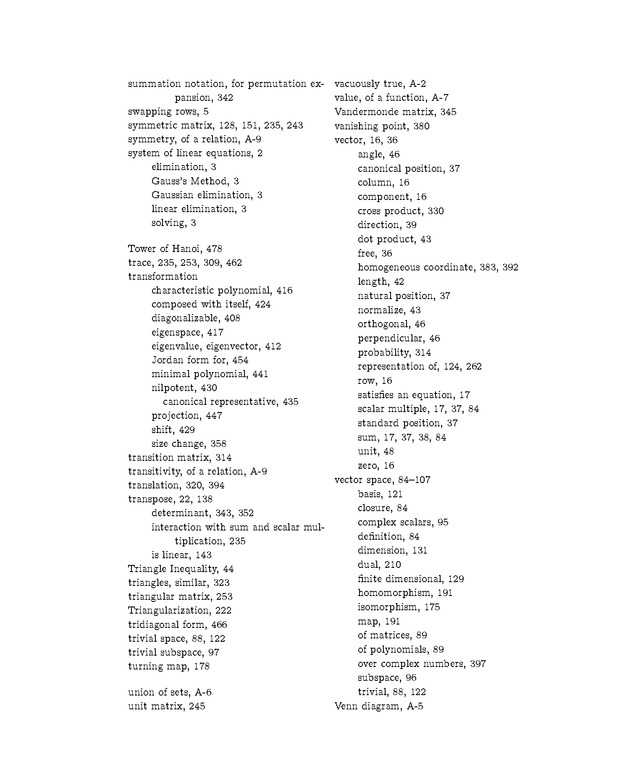 Linear Algebra - Index 9