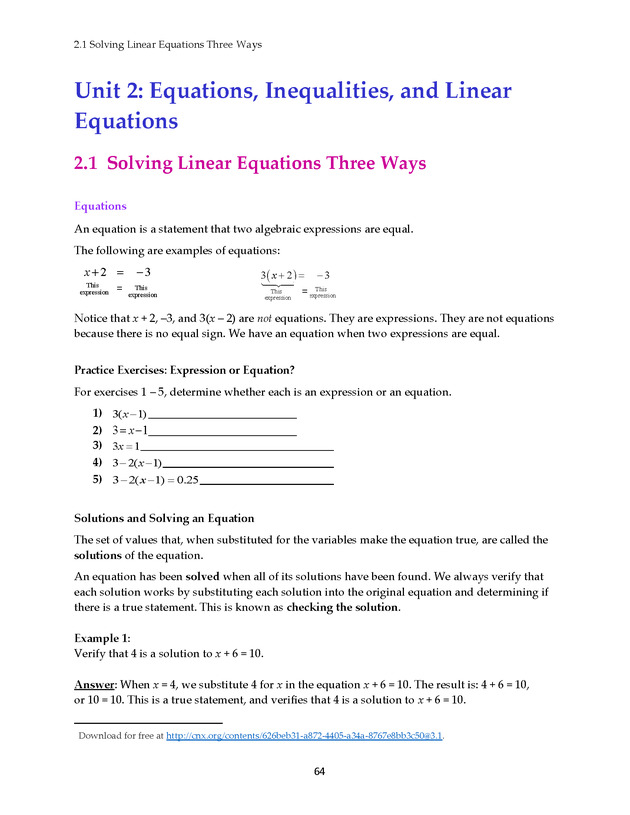 Math 021 Introductory Algebra, Third Edition - Page 64