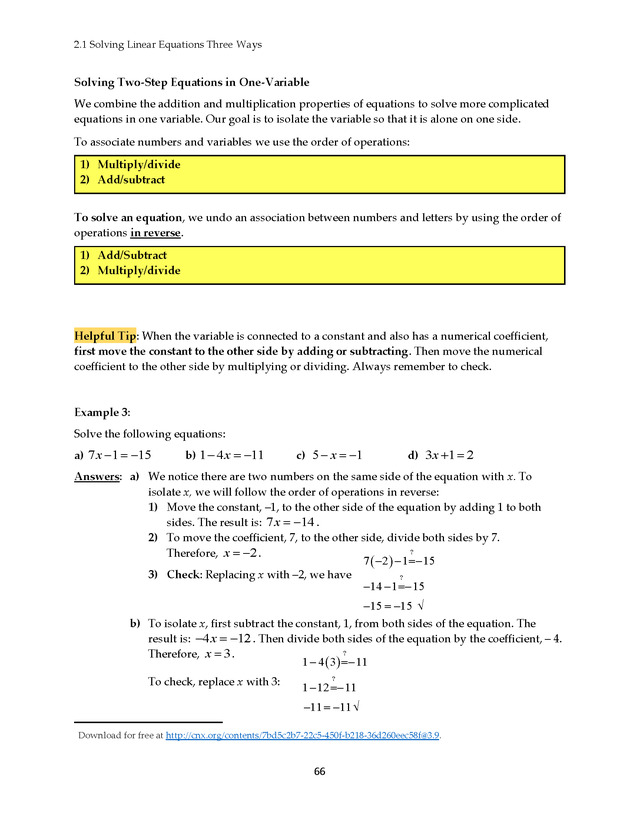 Math 021 Introductory Algebra, Third Edition - Page 66