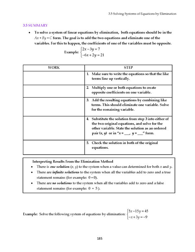 Math 021 Introductory Algebra, Third Edition - Page 185