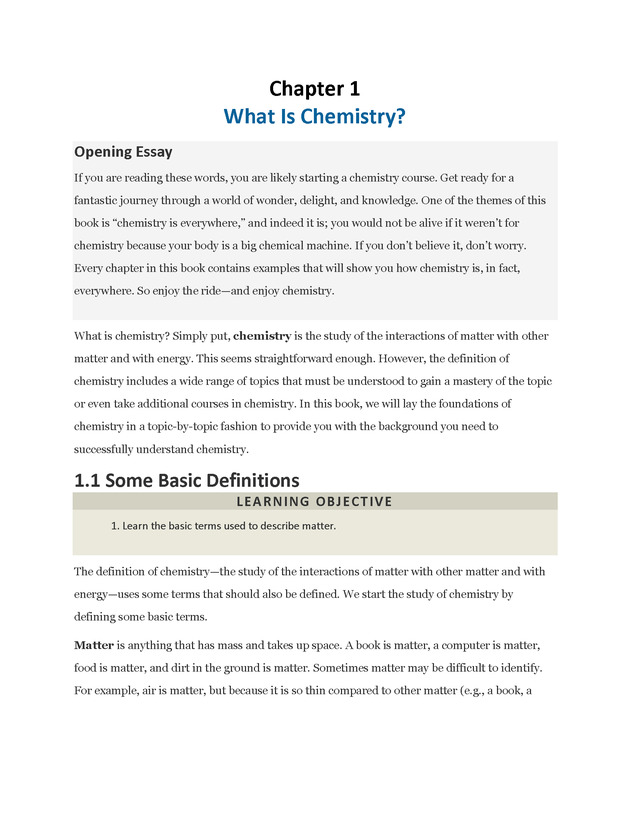 What is Chemistry? Chapter 1 - What is Chemistry? 1