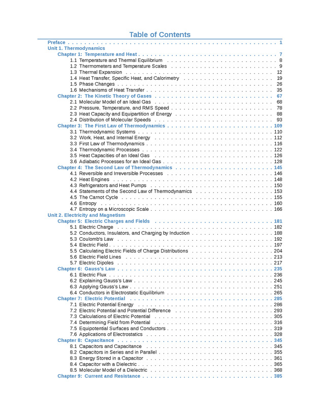 University Physics Volume 2 - Table of Contents 1