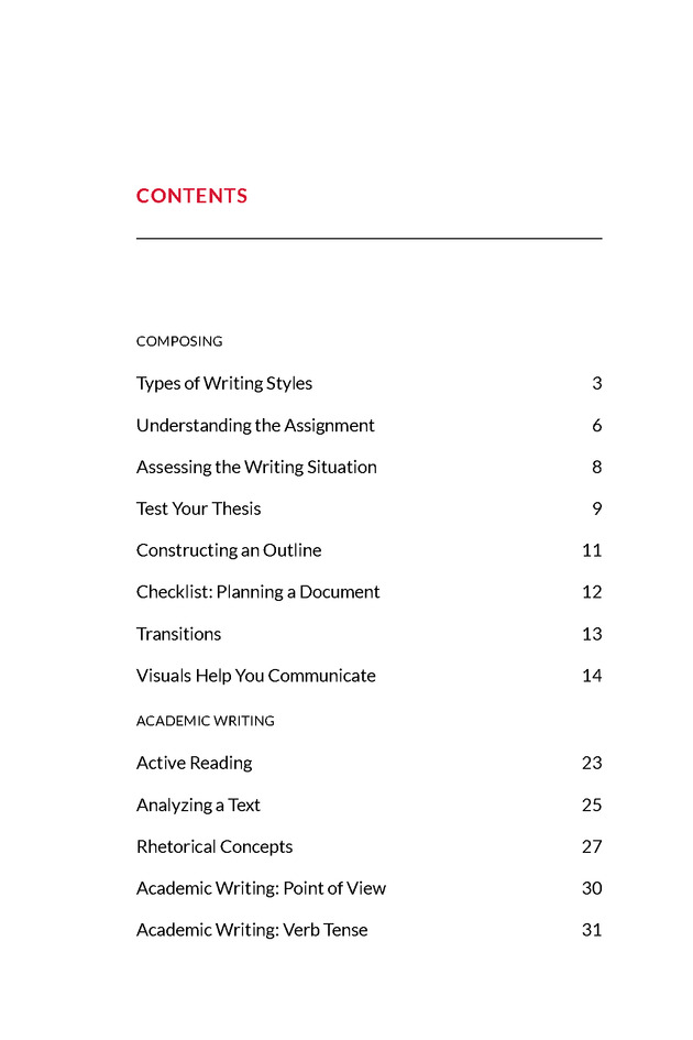 About Writing: A Guide - Table of Contents 1