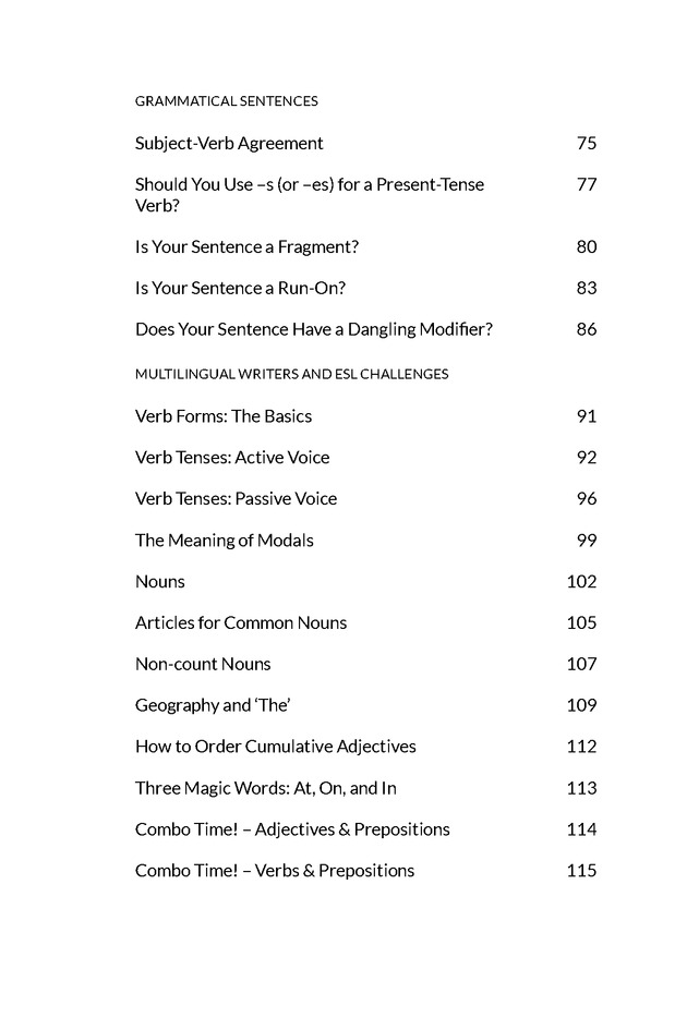 About Writing: A Guide - Table of Contents 3