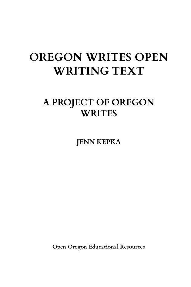 Oregon Writes - Title Page 1