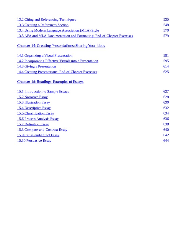 Writing for Success - Table of Contents 4