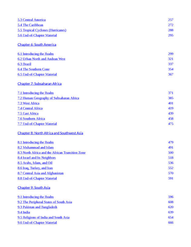 World Regional Geography - Table of Contents 2