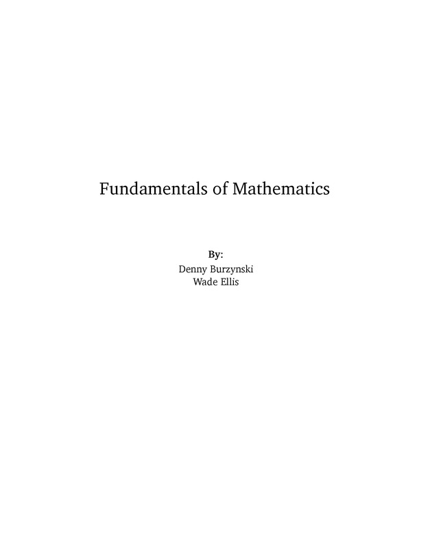 Fundamentals of Mathematics - Title Page 1