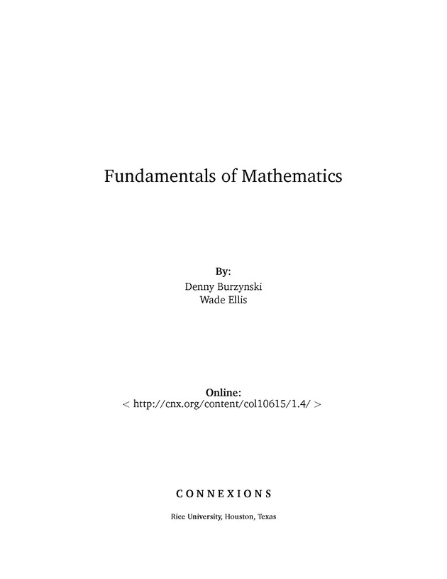 Fundamentals of Mathematics - Front Matter 2