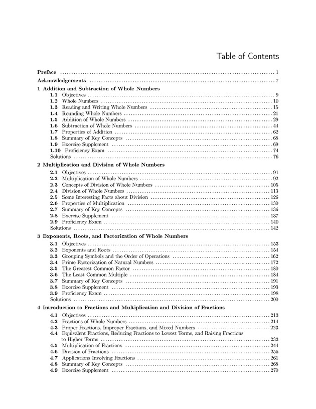 Fundamentals of Mathematics - Table of Contents 1